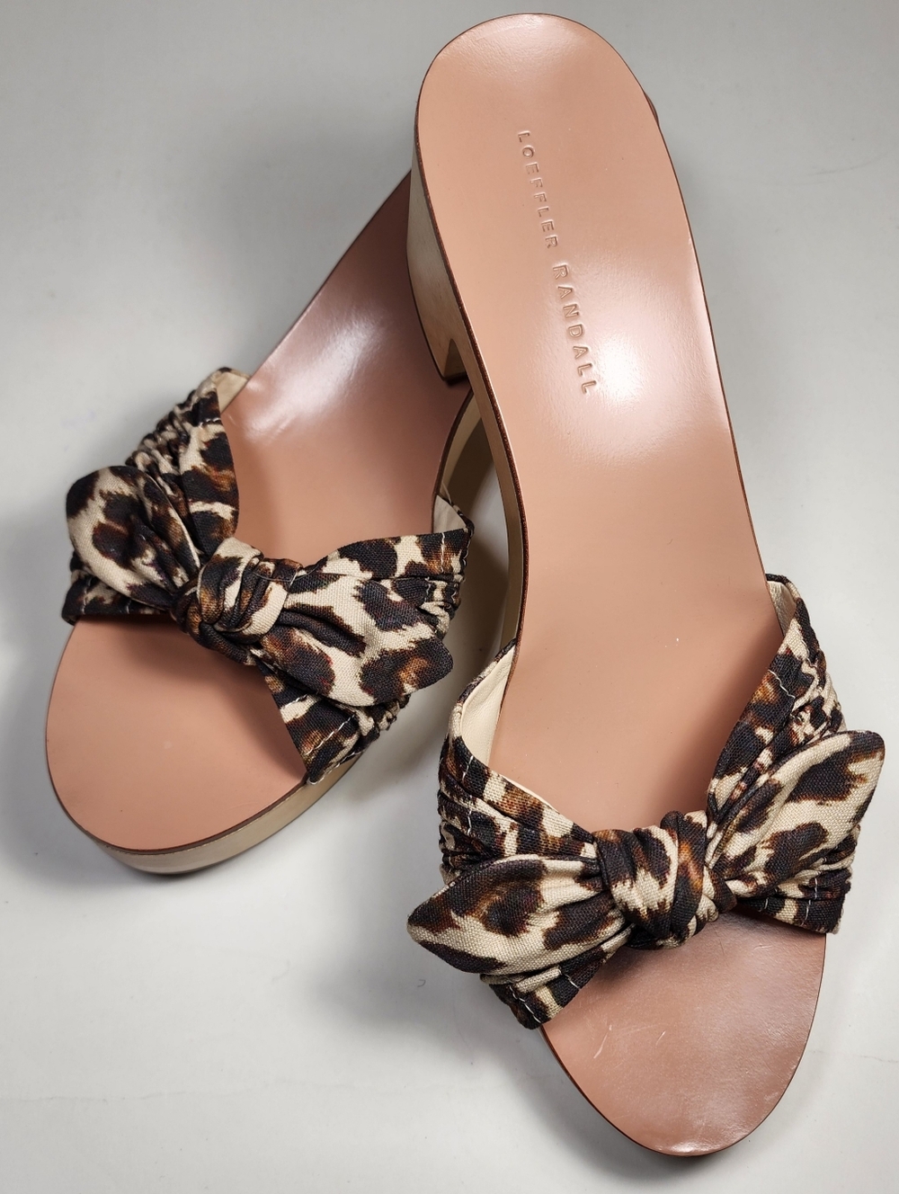 Loeffler Randall REGINA Clog Women's Leopard Print Knotted Slide Sandals
